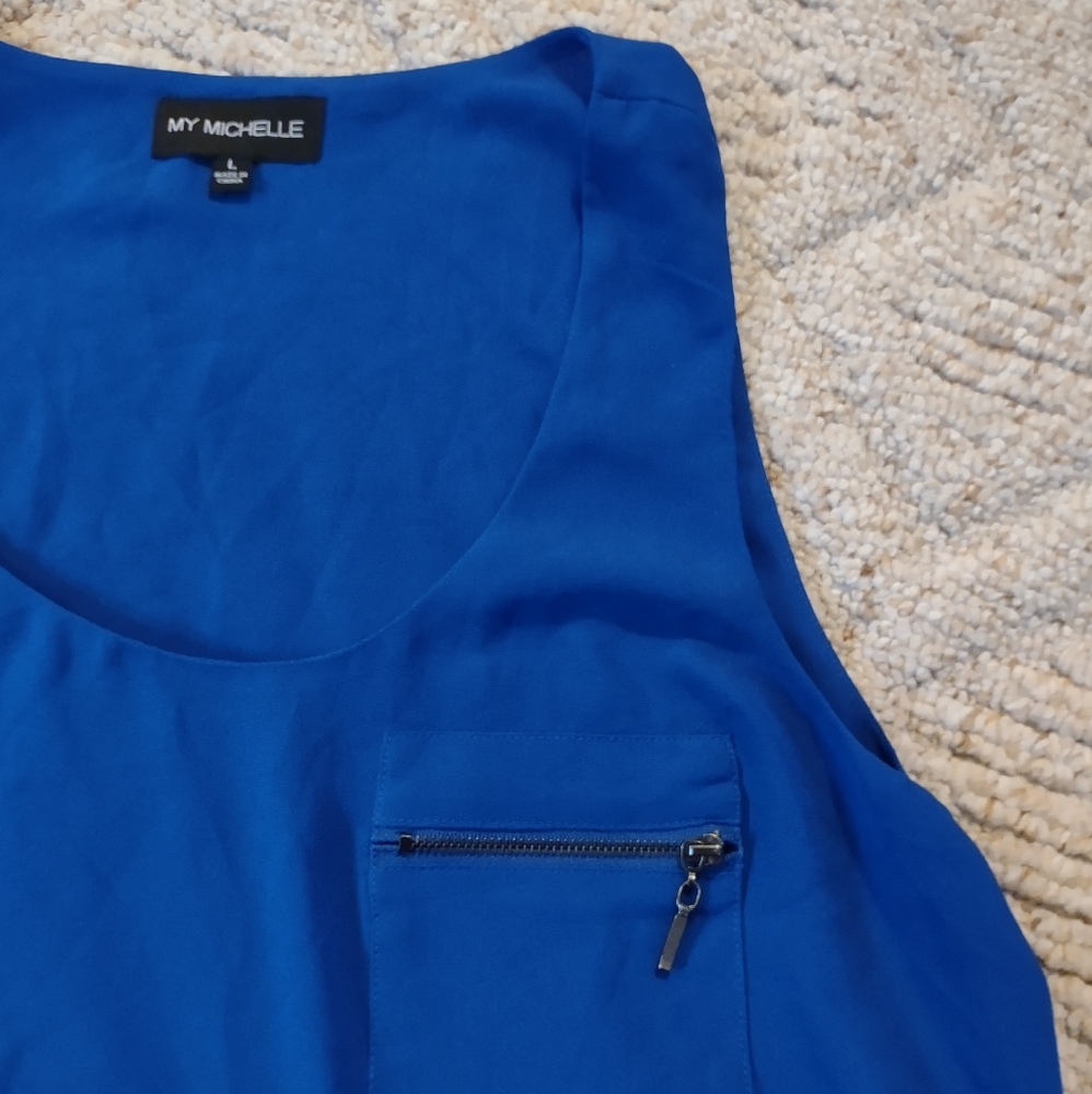 Royal Blue Sleeveless Blouse - Picture 3 of 7